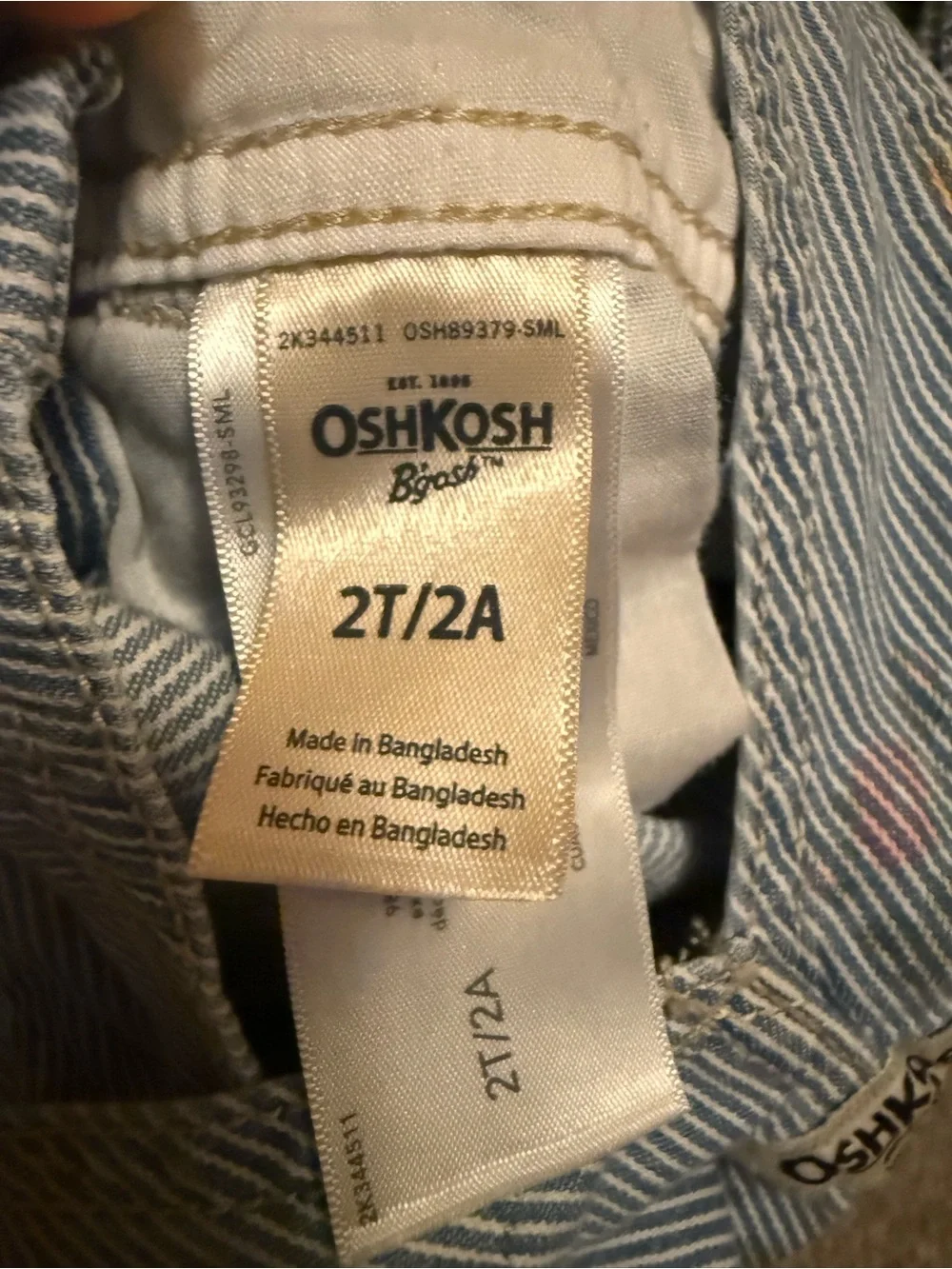 Osh Kosh Shortall Girls Blur and White Stripe with Floral